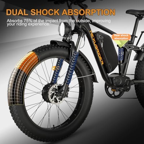 Electric Bike for Adults, NexusRider 2000W Dual Motor 35 MPH 48V 22.4Ah 7 Speed 26″ Fat Tire MTB, Switchable RWD/AWD Ebike, Hydraulic Brakes, Full Suspension - Image 5
