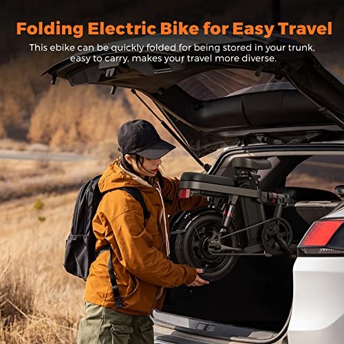 ENGWE Folding Electric Bike for Adults Teens, 14″ Fat Tire City Commuter Ebike, Mini Electric Bicycle with 350W (Peak 600W) Motor 48V 10AH Removable Battery Max 20MPH 37Miles - Image 5