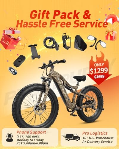 Electric Bike for Adults 960W, 48V 20AH Hidden Battery, Full Suspension Ebike, 80 Mile Range, 28MPH, 26″ Fat Tire, 7 Speed, Aluminium Alloy Frame, with Anti-Theft Alarm, UL Certified - Image 6