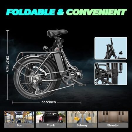 A4 Folding Electric Bike with 1000W Motor Peak,20”Fat Tire,48V Removable Battery,28MPH Max Speed,62 Miles Range,Step-Thru Electric Commuter Ebike for Adults