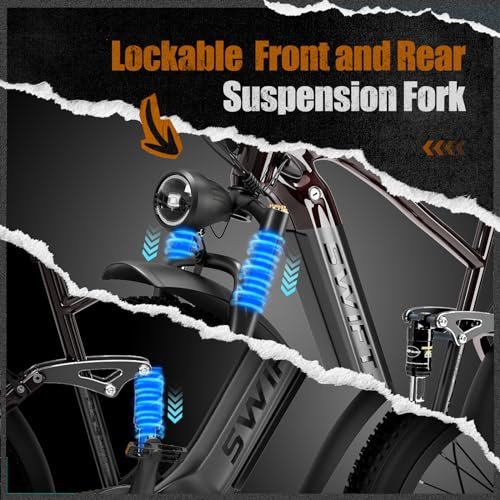 Electric Bike, 750W 48V 18Ah 26” Fat Tire Ebike for Adults, 32mph 35 – 70 Miles Pedal Assist Thumb Throttle Electric Bicycle with Hydraulic Brakes, Full Suspension Mountain E Bike for Off Road