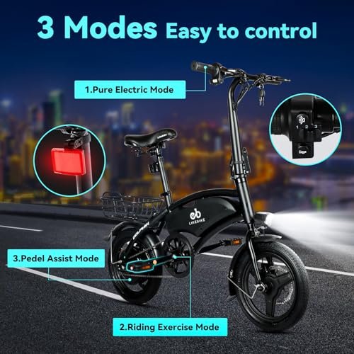 Folding Electric Bike for Adults, 500W Peak Motor, 14″ Adults Electric Bicycles, 280.8Wh Battery, 25 Miles PAS Range, Mini E Bike for Adults and Teens, Ebike UL 2849 Certified, 3 Levels Assist - Image 4