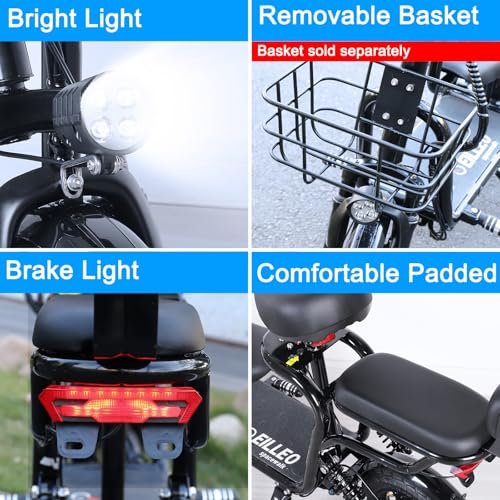 Electric Scooter with Seats for Adults Power by 500W Motor, E Bike with 14″ Pneumatic Tire and 20 Miles Range&17.5Mph, Electric Bicycle for Women/Man