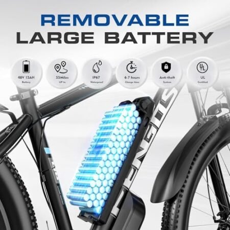 Electric Bike for Adults with 750W Motor, 32mph Max Speed, 48V15Ah Removable Battery Ebike, 27.5″ Electric Mountain Bike with 21 Speed and Front Suspension