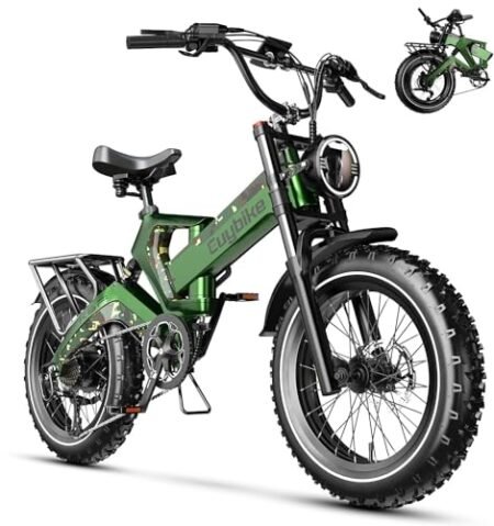 1500W Peak Electric Bike for Adults, 48V 25AH Removable Battery, 30+MPH, 80-100Miles Long Range Foldable Electric Bike, 20″x4.0″ Fat Tire, 8 Speed Magnesium Alloy All Terrain Ebike