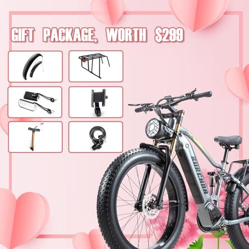 1000W/2000W Daul Motor Adults Electric Bike, 120Miles & 48V 30Ah LG Cell Battery, 26”x4.0 Inch Fat Tire Ebike, 30MPH Dual Hydraulic Disc Brakes Full Suspension, Mountain Ebikes for Men Women