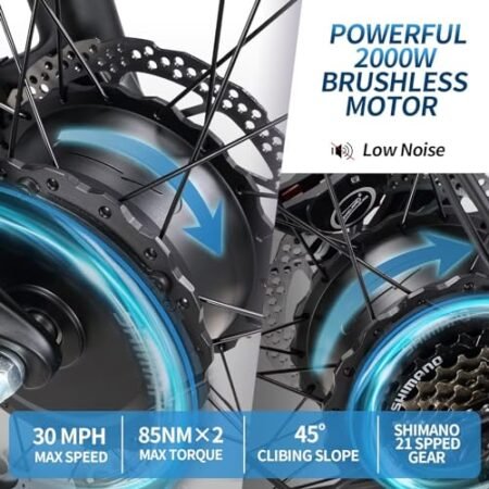 Folding Electric Bicycle for Adults, 20” Fat Tire Ebike with 23AH Removable Battery, 2000W 32MPH Commuting Bike