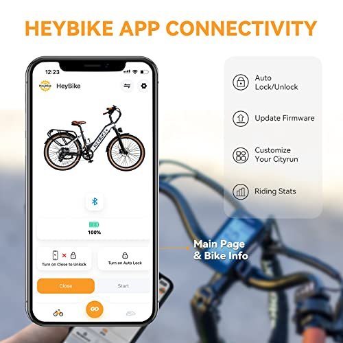 Heybike Cityrun Electric Bike, 1000W Motor Peak City Cruiser Ebike, 48V 15Ah(720Wh) Battery, 60 Miles, Step-Thru Electric Bicycle with APP Control, 3H Fast Charging, Commuter Electric Bike for Adults - Image 6