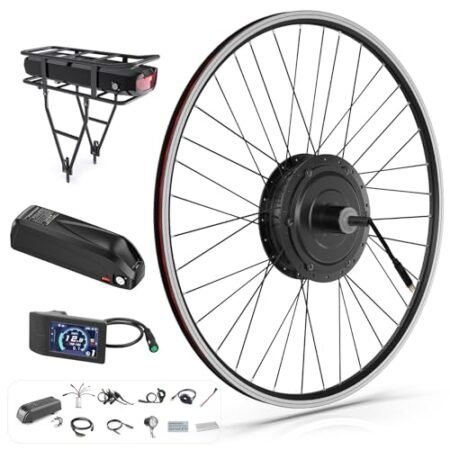 BAFANG 48V 500W Rear Hub Motor Kit Electric Bicycle Conversion Kit for Bikes 26″ Wheel (500C Display, 48V 17.5Ah Rear Battery and Charger)