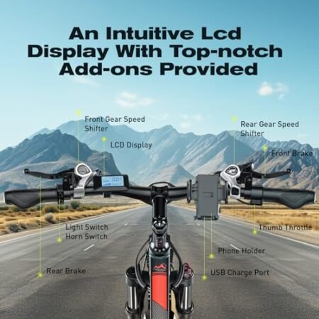 Electric Bike for Adults, 29″ Ebike with Peak 1000W Brushless Motor, 34MPH 17.5Ah 840Wh Electric Mountain Bike, 70 Miles Electric Bicycle for Commuter, Lockable Front Fork Suspension, 21-Speed Gears