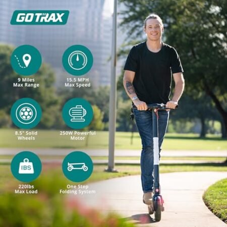 Gotrax GXL V2 Series Electric Scooter for Adult, 8.5″/10″ Anti Flat Solid Tire, Max 9/13/28Mile Range, 15.5/20mph Speed Power by 250W/300W/500W Motor, Aluminum Alloy Frame Folding Commuting E Scooter