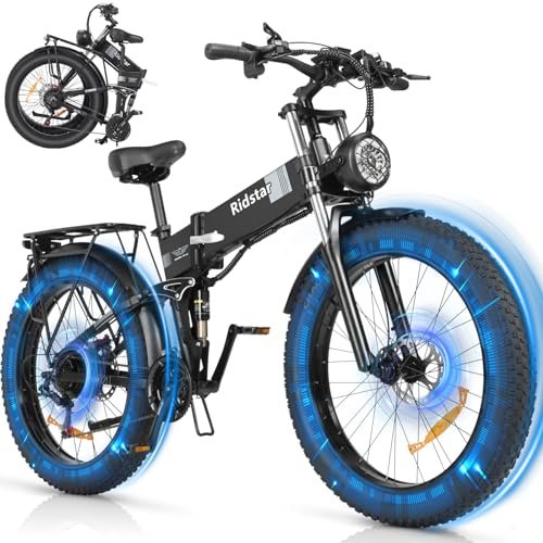 Folding Electric Bike for Adults – 1000/2000W, 30/37MPH Ebike with 48V 15/20AH – 20″/26″ 50/75 Miles – 7-Speed Gears – Beach Mountain Snow Electric Bicycle UL Certified