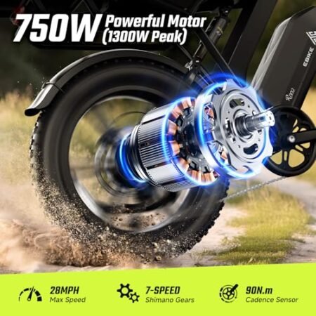 Electric Bike for Adults 1300w, Mountain Electric Bike,Motorbike,Fat Tire Ebike 20×4 in, Classic Off-Road Ebike,65Miles Range,28MPH,48V 15AH Removable Battery, 90N.m,7 Speed Gear Hydraulic Brake