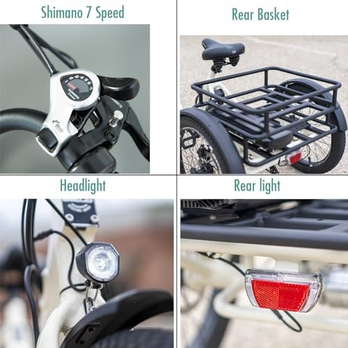 EMOJO Bull 8.5″ Low Step Through Electric Tricycle for Adults Up to 100 Miles Long Range Ebike Trike with Differential 500W 7 Speed 20MPH Three Wheel Electric Bike - Image 5