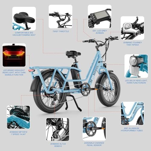 ABORON Electric Bike, 350LBS Loading Aluminum Ebike, 48V Lithium Battery UL Certified, 7-Speed Fat Tire E-Bicycle - Image 4
