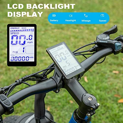 Electric Bike – 750W Motor Ebike for Adults, 26″ Fat Tire Electric Bicycle, 48V 14.5AH Removable Battery, 28MPH Snow Beach Mountain E Bike, 7 Speed, LCD Display - Image 6