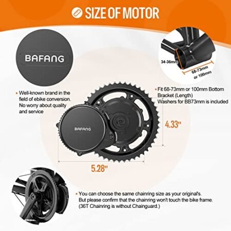 BAFANG 48V 750W Mid Drive Kit with Battery 20Ah 13Ah 14Ah 17.5Ah 18Ah, 8Fun BBS02 Electric Bike Mid Mount Motor with Display & Chainring, eBike Conversion Kit for Mountain Road Commuter Bicycle
