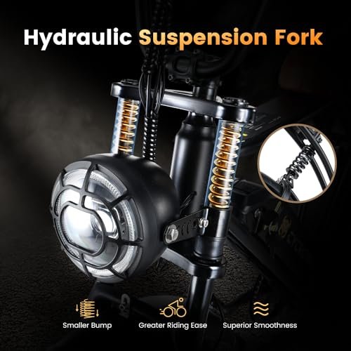 CycRun Electric Bike for Adults 750W Motor with 374.4WH Battery, 20MPH 55Miles Moped Style Ebike for Adults, 20″ Fat Tire Commuting Off Road Mountain Ebike with Hydraulic Suspension, UL2849