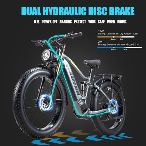 Electric Bike for Adults 1000W 30MPH Ebike – 48V 20AH Electric Bicycle Dirt Mountain Bike Motor, Long Range e-Bike (Rx80 1000w 48v 20ah Gray) - Image 3