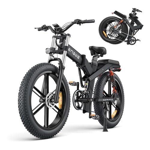 Folding Electric Bike for Adults,48V 29.2Ah Dual Batteries,1000W 31 MPH 93.2 Miles Max Range 8-Speed Adult Electric Bicycles,26” Fat Tire Electric Mountain Bike with Triple Suspension - Image 3