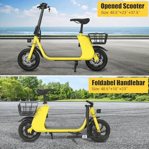 Electric Scooter with Seat, E-Scooter for Adults 672W Peak Motor, 36V 8Ah Electric Scooter for Adults with Seat Speed up to 18.5MPH, 25 Miles Range, Commuting Bicycle with Basket for Men Women - Image 3