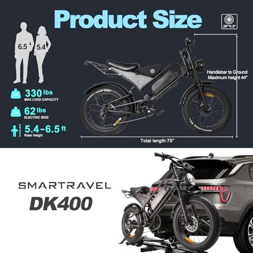 DK400 Electric Bike for Adults,Ebike with 1000W Motor, 48V/15Ah and Up to 28+MPH,Simano7 Speed (Upgrade Front Turn Signal+Rear Rack)…
