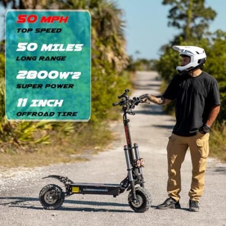 Adult Electric Scooter 5600W Dual Motor with Seat, Top Speed 50mph, Range 50-60 Miles, Foldable Commuter Electric Scooter