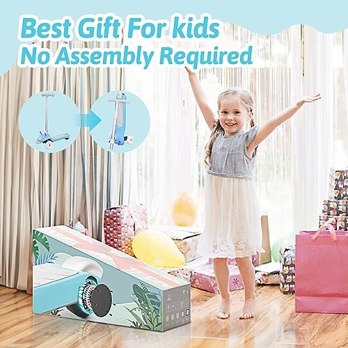 Electric Scooter for Kids Gobazaar, LED Light-up Wheels, 3 Height Adjustable, C-Shaped Handle, Lean-to Steer Design, 3 Wheel Scooter for Kids 2-10Y, Best Children’s Gifts