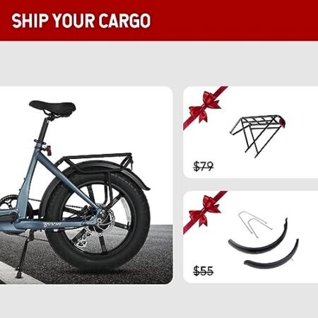 E-Flow, 750W Folding Electric Bike Adults, Up to 90Miles Motor Ebike, 48V 20Ah BAFANG Battery, 20’’x4.0 Fat Tire 28MPH Step-Thru Bicycle for City Commuter, Snow, Beach, Mountain etc