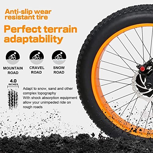 ECOTRIC Coolboy Electric Bike 26″ Fat Tire 750W Electric Mountain Bike 48V 12.5AH Removable Large Battery Adult Electric Bicycles Beach Snow Mountain Bike Dual Shock Absorber & Shimano 7-Speed - Image 5