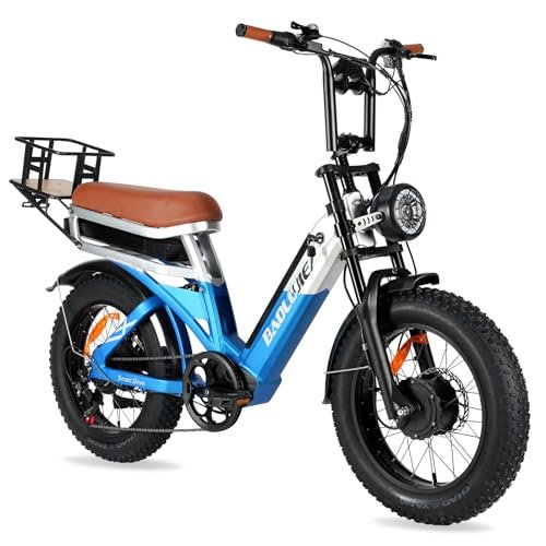 2000W Dual Motor Ebike,48V 30Ah Removable Dual Battery E Bike for Adult,35MPH Electric Bike 20″*4 Fat Tire 7-Speed Hydraulic Disc Brake 120 Mile Range Electric Bicycle Dual Lockbale Suspension
