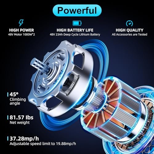 Electric Bike with 54.6V 2A Charge Ebike Electric Mountain Bike for Adults with 1000W*2 Motor,37.28mph Max Speed