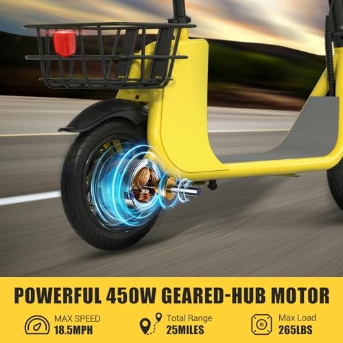 Electric Scooter with Seat, E-Scooter for Adults 672W Peak Motor, 36V 8Ah Electric Scooter for Adults with Seat Speed up to 18.5MPH, 25 Miles Range, Commuting Bicycle with Basket for Men Women - Image 4