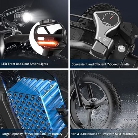 Electric Bicycle for Adult,2000W Motor Electric Bike, 48V 25/30AH Removable Battery, 30MPH, 20″ x 4.0 Fat Tire EBike 7 Speed Electric Mountain Bike