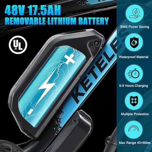 Electric Bike for Adults 1000W 48V 17.5AH Removable Battery 27MPH 26″ x 4″ Fat Tire Snow Beach Mountain Ebike with 21-Speed Shifting Gear Hydraulic Disc Brake City Electric Bicycles - Image 4