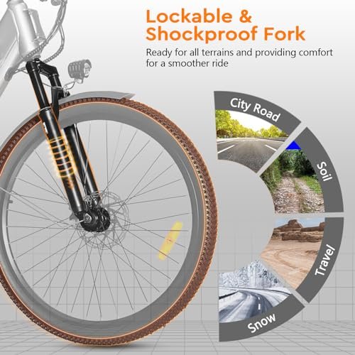 Adult Electric Bike, 26 Inch Step Through Ebike for Women Men, Peak 500W 1000W w/UL Certified Removable Battery, 7 Speed City Electric Cruiser Bikes, 22MPH 50Miles Commuter Electric Bicycle - Image 4