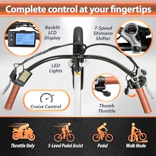 Elevate Electric Bike for Adults – 60 Mile E Bike 20MPH Throttle 48V E-Bike – Commuter Bike Beach Cruiser Ebike Adult Electric Bicycles for Men & Women - Image 5