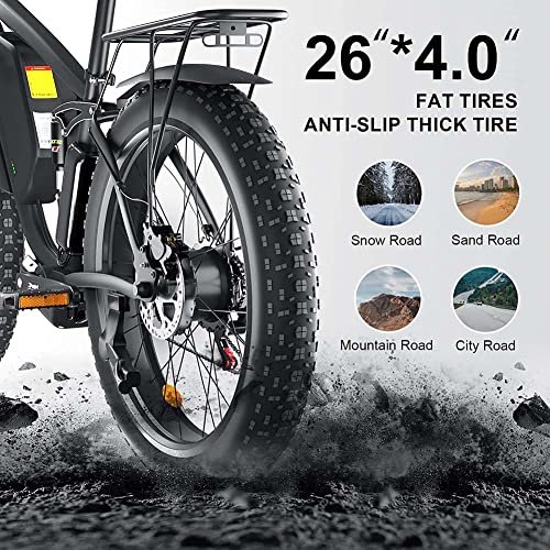 2000W Dual Motor Electric Bike for Adults, 21-Speed AWD Ebike, 35MPH 48V 22.4Ah Fat Tire Mountain E Bikes for Hunting, 26” Hydraulic Disc Brake Adult Electric Bicycles for Men & Women - Image 6