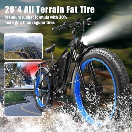 Ebikes Dual Motor, Electric Bike for Adults, 2000w Fat Tire Ebike 35mph Dual Motor Electric Bike with Removable 48v, All Terrain Ebikes for Adults, Full Suspension 26″ Awd E Bike 22.4ah Battery