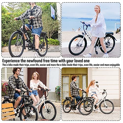 Electric City Bike for Adults | 26” Electric Commuter E-Bike |7-Speed | Peak 500W Brushless Motor with 36V 10.2Ah UL-Certified Removable Battery | Electric Bicycle White - Image 7