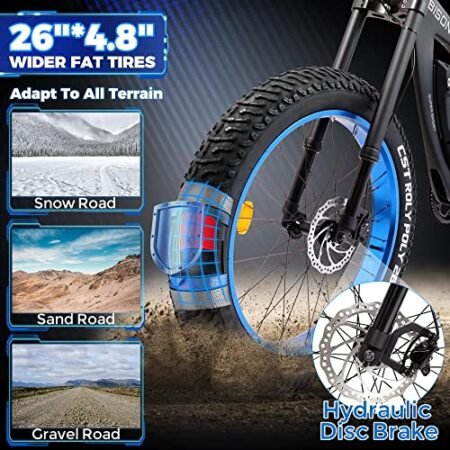 ECOTRIC Powerful Electric Bike 1000W Motor 17.6AH/48V Battery 26″ x 4.8″ Fat Tire Ebike with Suspension Fork Aluminum Frame Mountain Bike Beach E-Bike Snow Bicycle for Adults