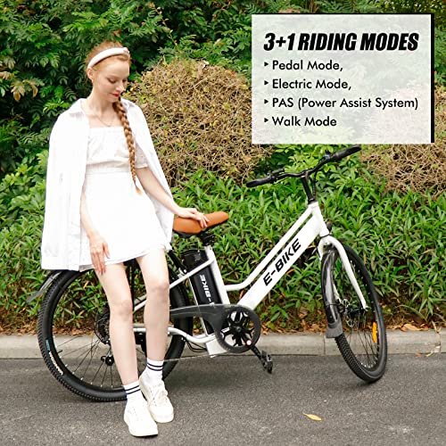 Electric City Bike for Adults | 26” Electric Commuter E-Bike |7-Speed | Peak 500W Brushless Motor with 36V 10.2Ah UL-Certified Removable Battery | Electric Bicycle White - Image 6