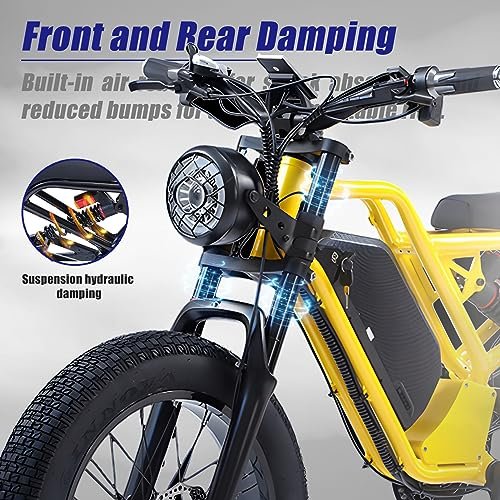 2000W Electric Bike for Adults,35MPH AWD Dual Motor Electric Mountain Bike,48V23Ah Removable Battery,26″ Fat tire Electric Bicycles,with Suspension Fork,21 Speed Gears