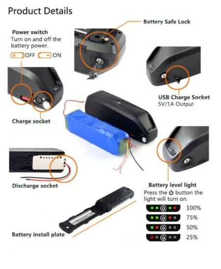 48V Ebike Battery, 30Ah Electric Bicycle Lithium Samsung50E Cell Battery for 0 to 1500W Motors, with Base and Charger and Waterproof Cover