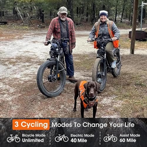 2000W Dual Motor Electric Bike for Adults, 21-Speed AWD Ebike, 35MPH 48V 22.4Ah Fat Tire Mountain E Bikes for Hunting, 26” Hydraulic Disc Brake Adult Electric Bicycles for Men & Women
