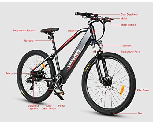 SAMEBIKE 27.5 inch Electric Bike with 48V 13AH Removable Lithium Battery Shimano Professional 7 Speed Gears and LCD Smart Meter, 500W Electric Bike for Adults Mountain Commuter Bike - Image 5