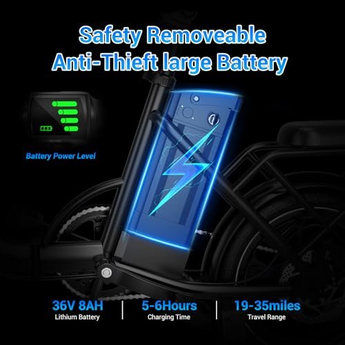 SEHOMY Folding Ebike for Adults Up to 35 Miles, 16″ Electric Bike for Adults with Max Speed 25MPH, Peak 630W Motor, Removable 36V Battery, City Commuter Ebikes, Adults Electric Bicycles for Men&Women