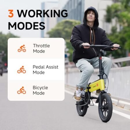 SISIGAD Electric Bike for Adults, 18 MPH Max Speed Electric Bicycle, Folding Ebike with Removable Battery, Foldable Adult Ebike 14” Tire, 450W Motor, Multi-Shock Absorption