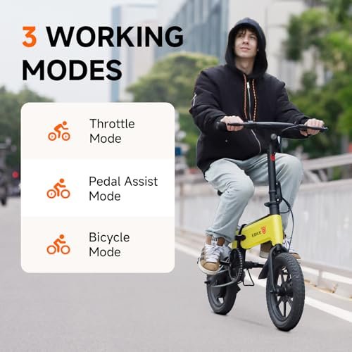 SISIGAD Electric Bike for Adults, 18 MPH Max Speed Electric Bicycle, Folding Ebike with Removable Battery, Foldable Adult Ebike 14” Tire, 450W Motor, Multi-Shock Absorption