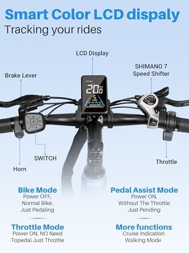 Seeker 26″ Electric Bike for Adults with Peak 500W Brushless Motor, 35Miles 324WH Removable Battery 20MPH Commuting Electric Mountain Bike, UL 2849 Certified, Front Fork Suspension - Image 4